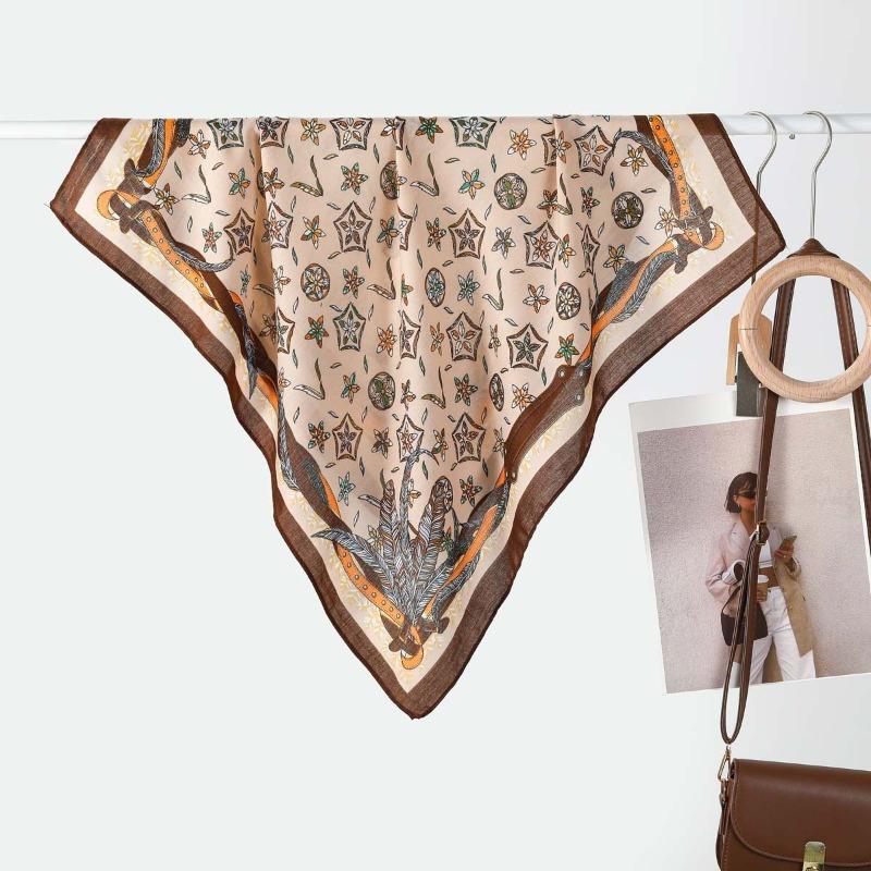 New Women's Temperament Small Square Scarf Decorative Scarf Velvet Small Silk Scarf New Autumn and Winter Warm Scarf