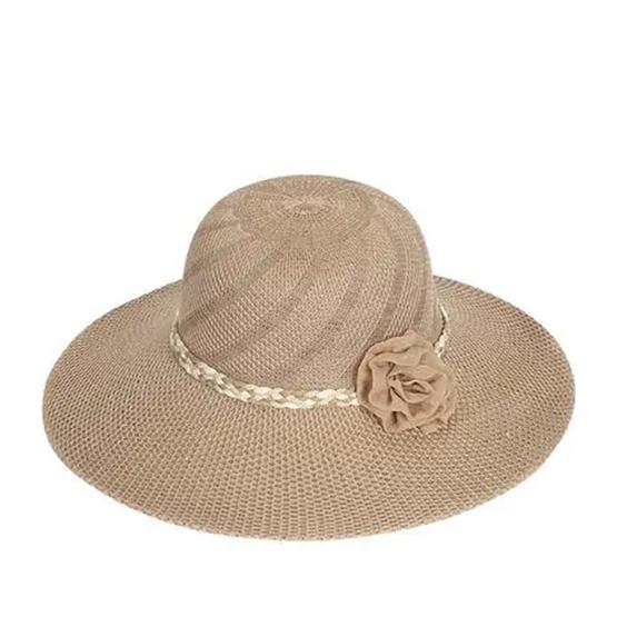 WTEMPO Women's Casual Elegant Summer Sunscreen Hats Solid Color Flower Wide Brim Outdoor Travel Beach Hats