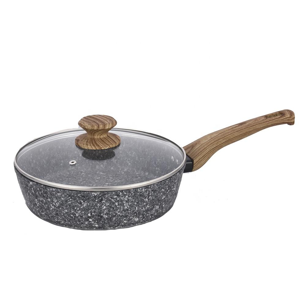 High Quality Practical Restaurant No Oil Frying Pan Granite Pattern Pan Frying Multi Electric Frying Pan With Lid