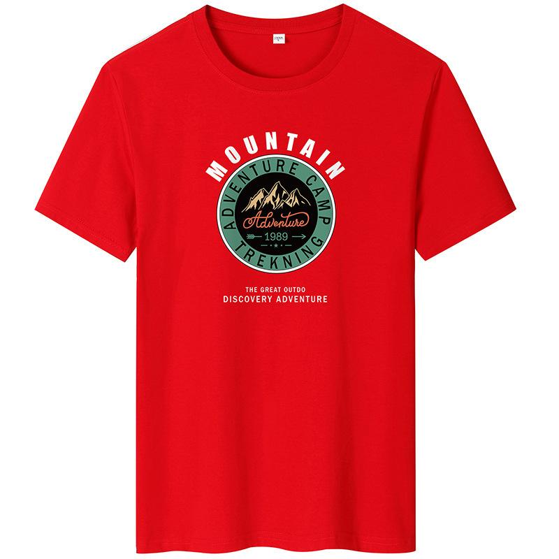 Mountian Printed Short-Sleeved Men T-shirt Summer Fashion Cotton Casual Tee Bottoming Shirt Large Size M-6XL