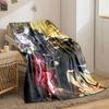 Action-packed anime scene with characters battling amidst a dramatic sky. for all seasons blanket lunch break throw gift