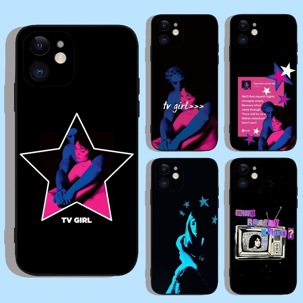 Чехол для телефона Band TV Girl для Apple iPhone 15,14,13,12,11,XS,XR,X,8,7,Pro,Max,Plus,mini Черный силиконовый чехол