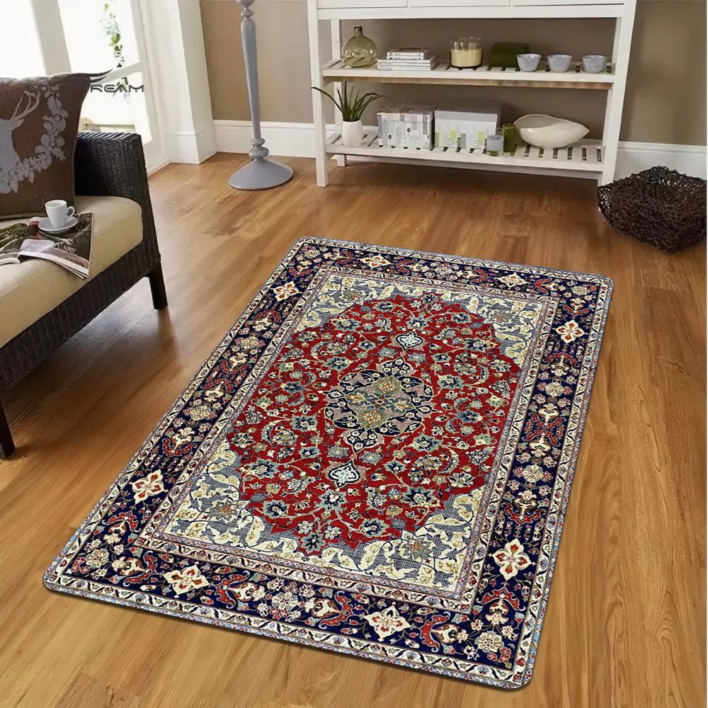 Традиционный турецкий ковер, Ковер с медальоном, Богемный ковер для гостиной, Напольный декор в винтажном стиле, Моющийся ковер, Нескользящий ковер