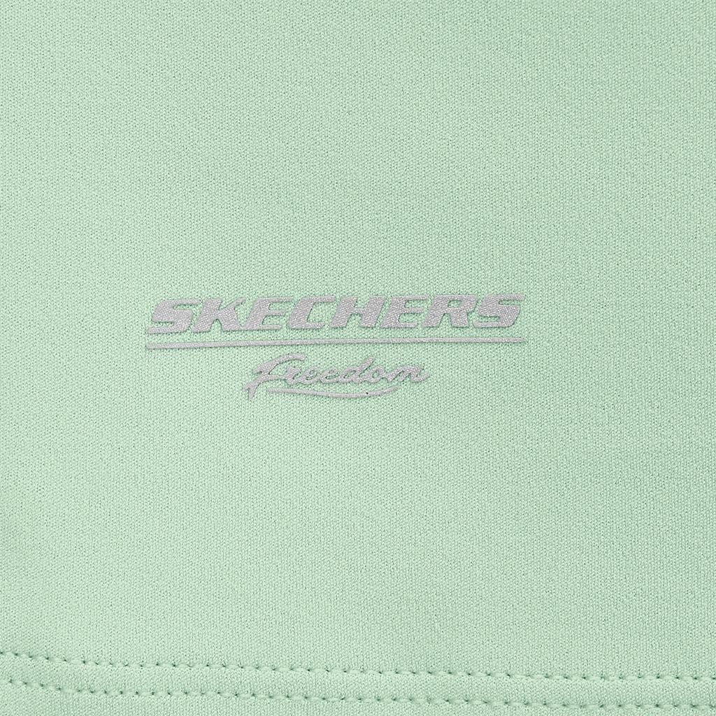 Skechers Freedom Fitness Логотип Приталенная Вязаная футболка с длинным рукавом и воротником-стойкой Женские топы Дымно-зеленый P125W105-0312