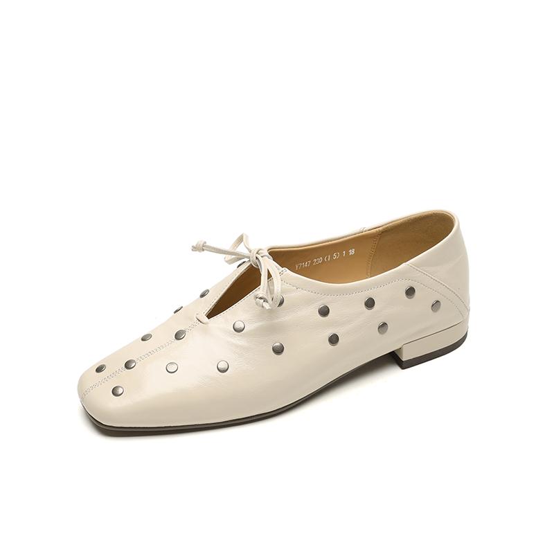 Мода 2025 Новые заклепки Натуральная кожа Ретро Женские туфли-лодочки Толстый высокий каблук Весна Лето Женские туфли для вечеринки Выпускного Вечера Женские туфли на каблуке Женские