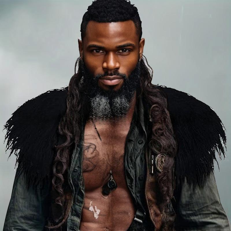 1Pc Viking Shawl Stage Performance Halloween Role Play Shoulder Wrap Medieval Warrior Collar Faux Fur Men Cape