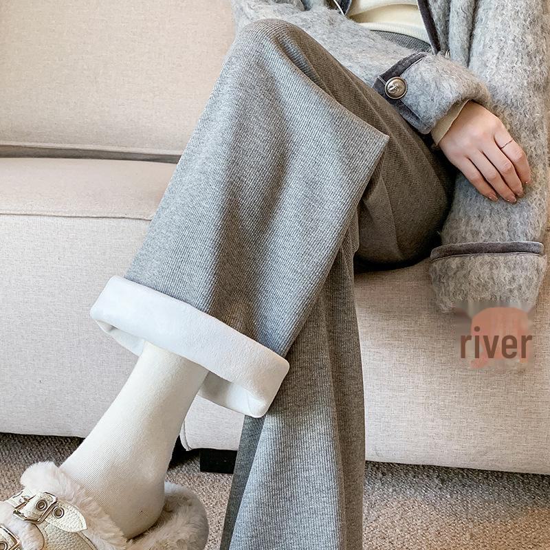 Широкие брюки для беременных 2024 года: Осенне-зимний бархат, завязка на шнурок, прямой крой.