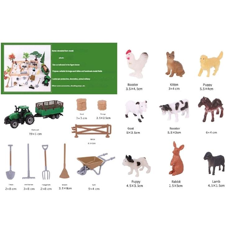 42Pcs Farm Animal Toy Set Plastic Farm Animal Figurines Tractor Fence Toy Farm Playset Educational Learning Toy Gift