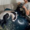 Vintage art animals fox crane flowers soft warm plush blanket dormitory sofa living room pet hogar bedroom gift nap home Flannel