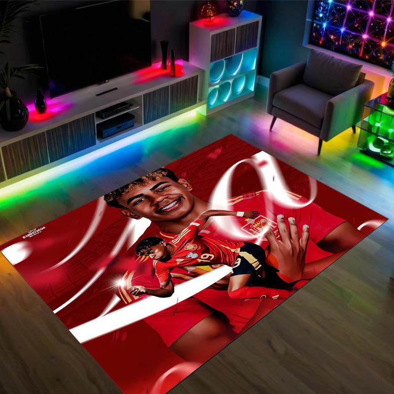 Lamine Yamal Design Crystal Velvet Carpet Cozy Non?Slip Printed Rug For Bedroom Living Room Entrance
