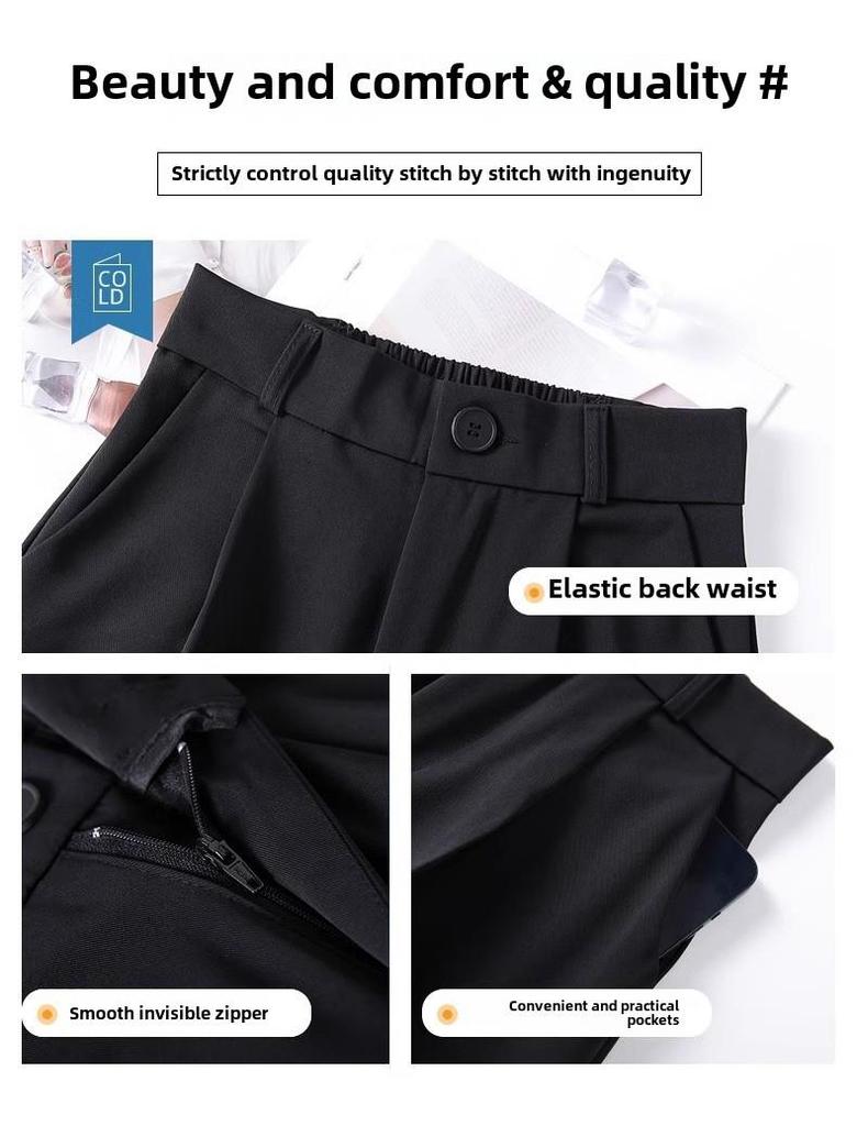 Весенние брюки с высокой талией и широкими штанинами 2024 года для миниатюрных женщин - элегантные брюки-драпировки