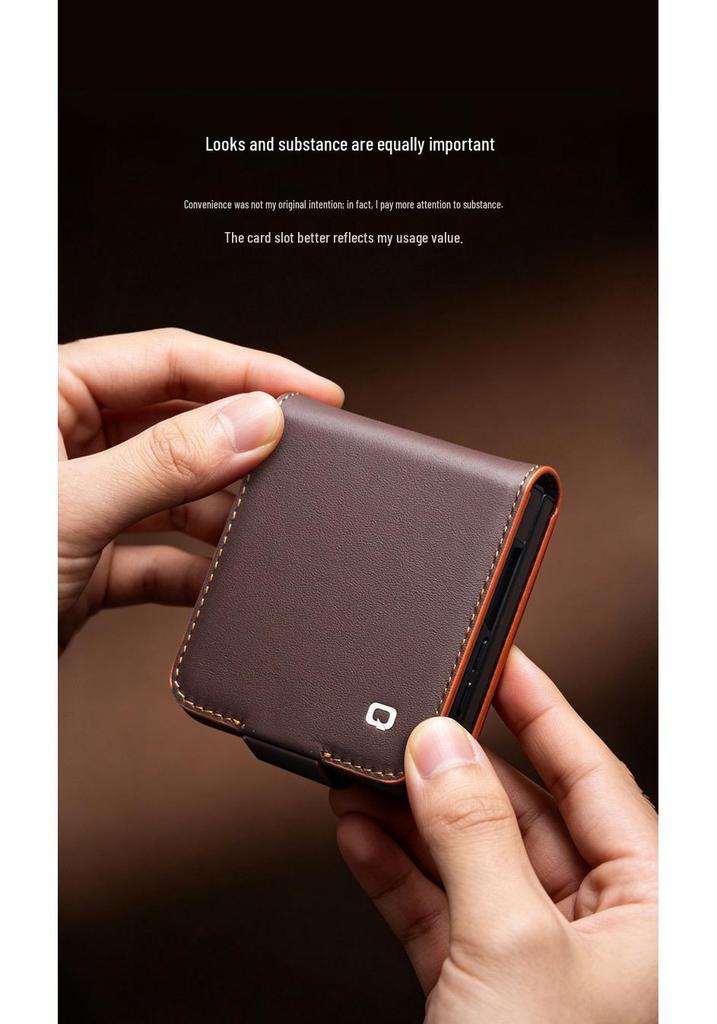 Кожаный защитный чехол Qiali для Samsung ZFlip8 - Полное покрытие, Защита от падений, Магнитное крепление, Складной экран.