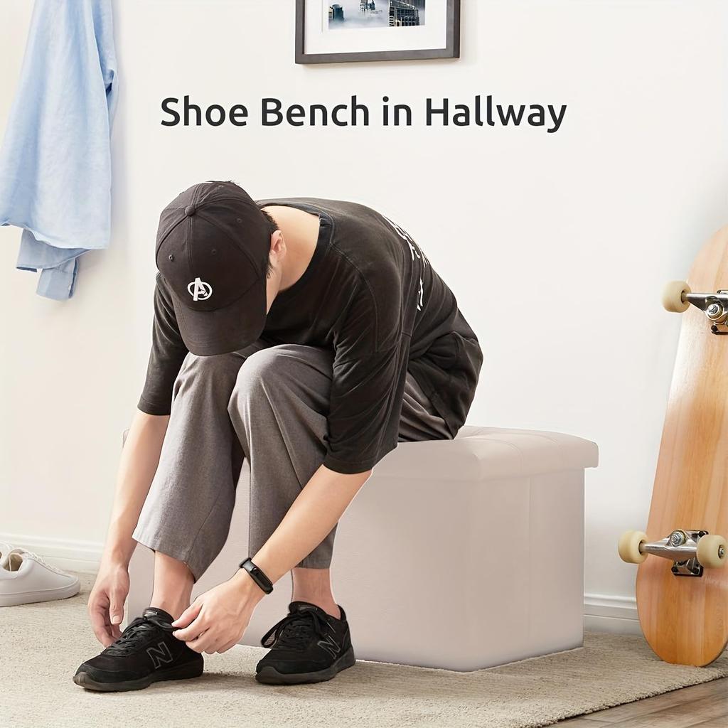 YOUDENOVA Складное хранение с оттоманкой и ступенькой Подходит для гостиной и ПУ Грузоподъемность 160 кг Стул, Двухместный, Хранение, Подставка для ног, Стул, Комнаты,