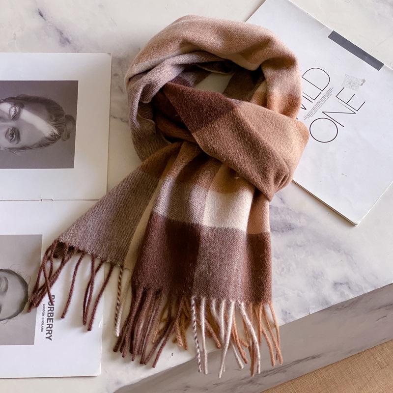 Премиальный темно-синий клетчатый шерстяной шарф для мужчин - роскошный зимний подарок для парня, отца или пожилых людей