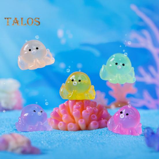 32 шт. Миниатюрные фигурки осьминогов, светящиеся в темноте, миниатюрные статуэтки осьминогов из смолы для волшебных садов, аквариумов, поделок своими руками