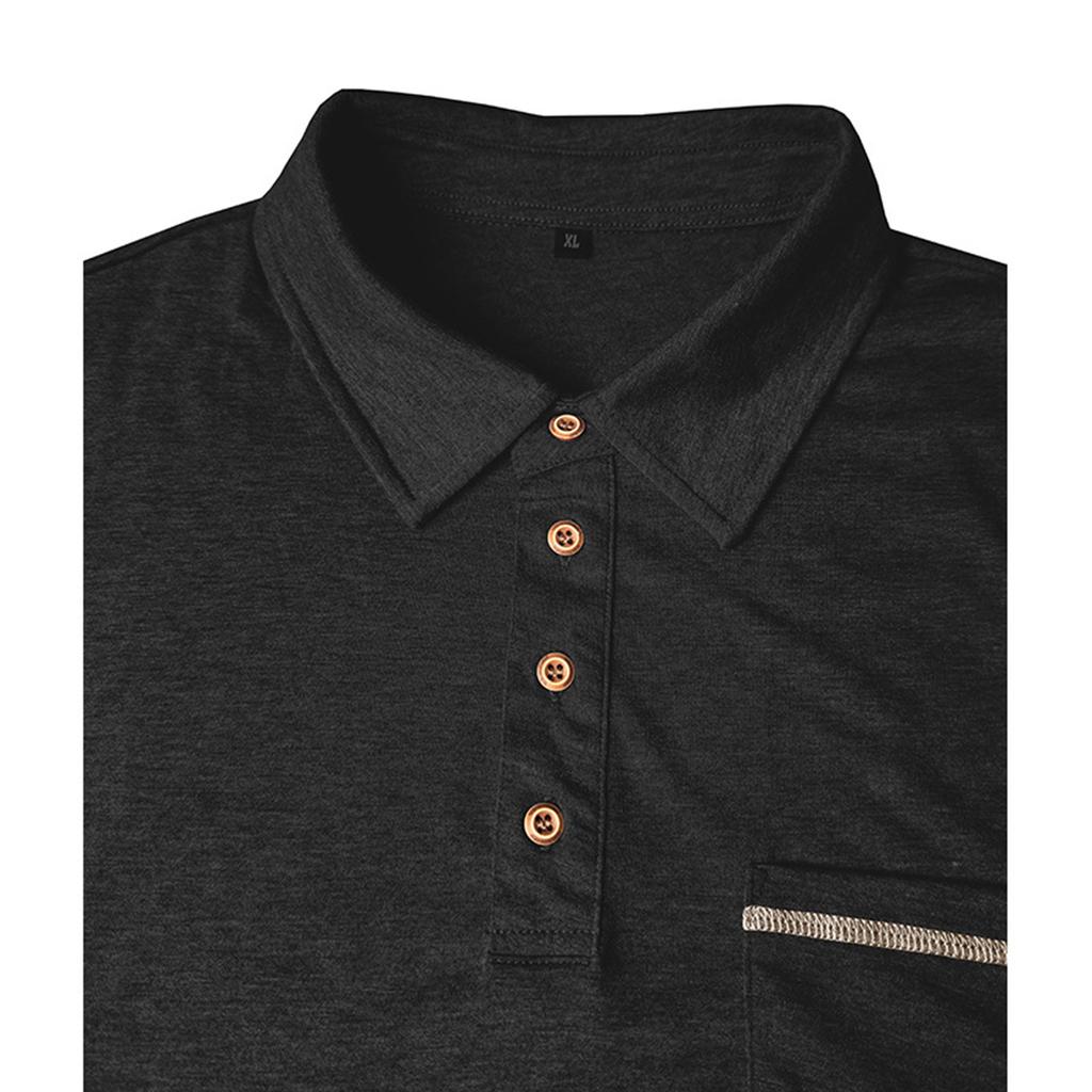 Men's Solid Color Button Lapel Long Sleeve Top Men's Casual Fashion Long Sleeve Top