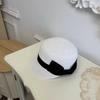 French Bow Straw Cap Elegant Equestrian Hat Vintage Woven Straw Cap  Ladies/Girls