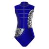 Womens Rhinestone Dance Leotard Sleeveless Cutout Back Metallic Sequins Figure Skating Bodysuit Gymnastics Performance Wear