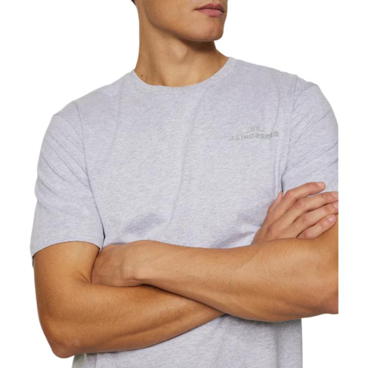 J.Lindeberg Solid Color Letter Crew Neck Pullover Short Sleeve T-Shirt Men tops Light-Gray AMJT12270-U199