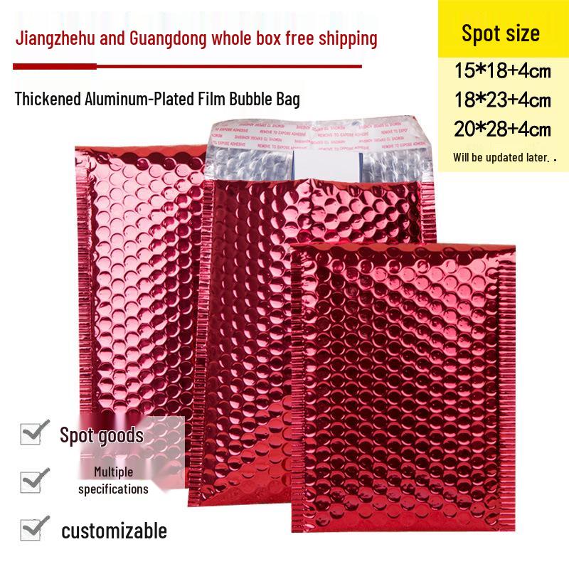 Red Aluminized Bubble Bag: Shockproof Aluminum Foil Packaging for Jewelry, Cosmetics, and Phone Cases