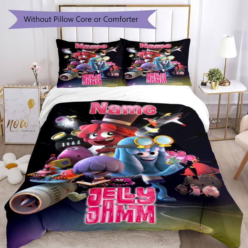 3Pcs Custom Name Jelly Jamm Bedding Set Duvet Cover Closure Includes 1Duvet Cover 2Pillowcases Soft And Comfortable For All Seasons
