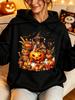 Women's Fashionable Autumn and Winter Hoodie, Lively Halloween Cartoon Illustration Style, Printed with a Combined Pattern of Jac