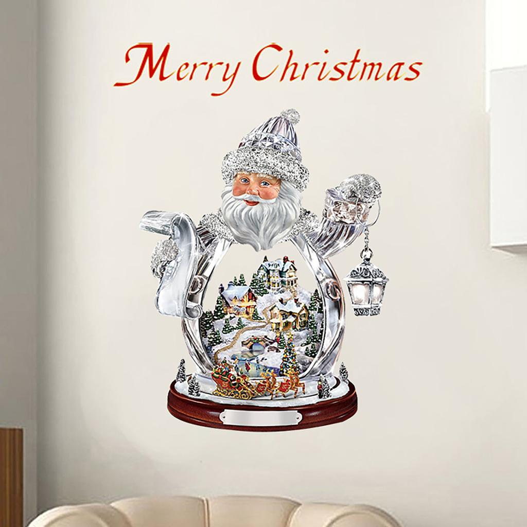 Рождественская вращающаяся скульптура Санта-Клауса, украшения для поезда, наклейки для окон AVE