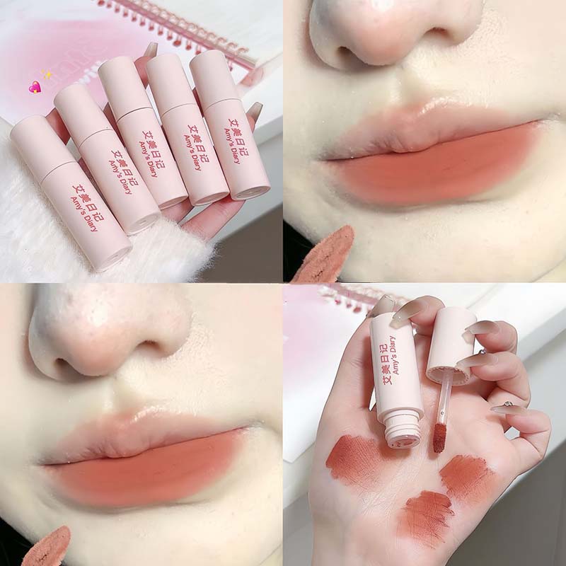 Matte Liquid Lipstick Waterproof Silky Smooth Soft Mist Velvet Apricot Lip Gloss Makeup Lip Mud for Women Lip Stain Cosmetics