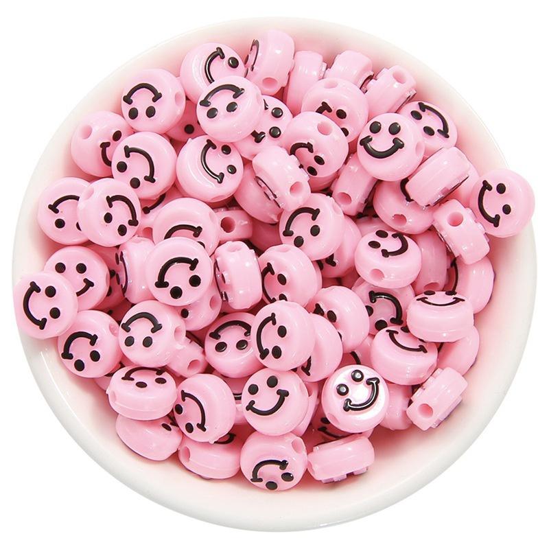50/200 шт./лот 10 мм бусины со смайликами овальной формы акриловые разнесенные бусины для изготовления ювелирных изделий DIY подвески браслет ожерелье