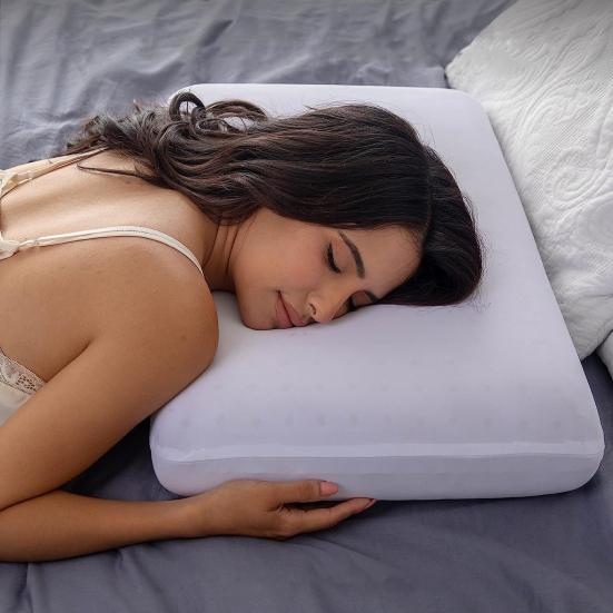 Охлаждающая подушка для сна с эффектом памяти, вентилируемая, лавандовая, для сна на спине и боку