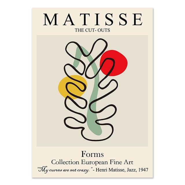 Abstract Matisse Line Face Coral Leaves Wall Art Canvas Painting Nordic Posters Prints Wall Pictures For Living Room Home Decor