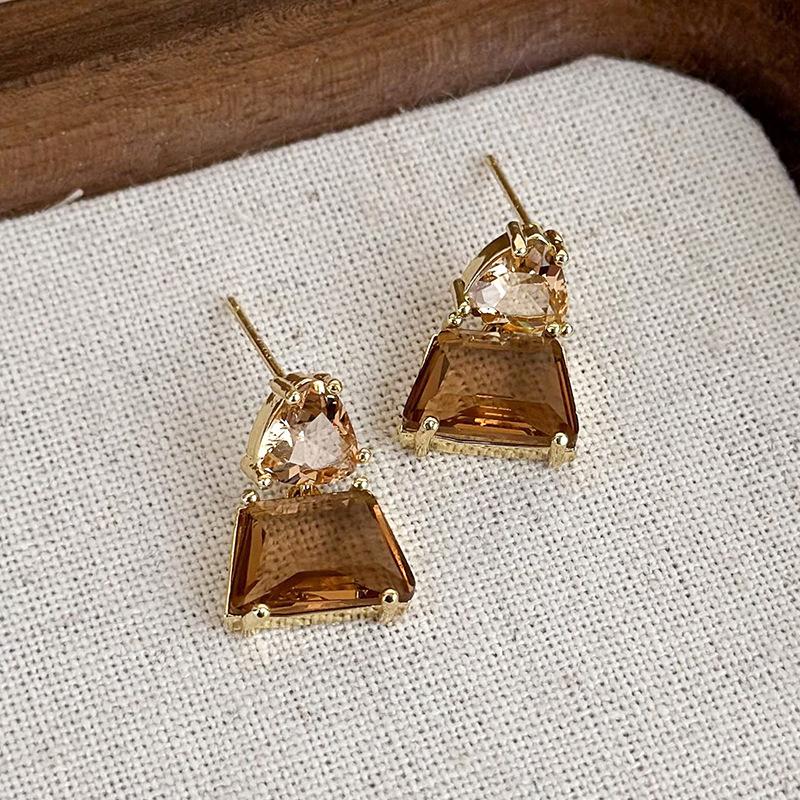 Простые новые коричневые геометрические серьги в стиле ретро с темпераментом, французские серьги, украшения для девочек