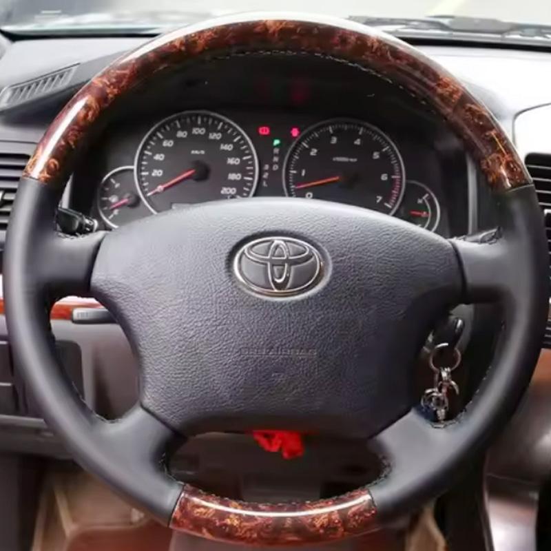 Кожаная чехол-оплетка на руль с полным покрытием для Toyota Tacoma 4Runner Camry Sienna Sequoia Highlander Land Cruiser 1995-2007