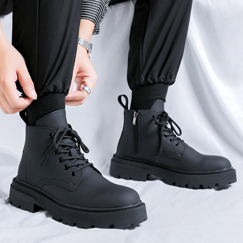 Martin boots men's high-top British wind locomotive boots tooling leather boots heightening thick-soled leather boots 9055-R