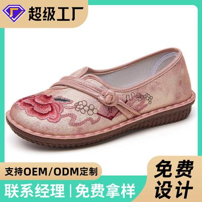 JinshiyuanShu Женские туфли-лодочки повседневная обувь обработка на заказ этнические вышитые тканевые туфли с мелким вырезом туфли-лодочки женские туфли для мамы