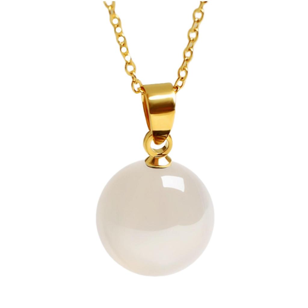 Подвеска-сфера из красной яшмы и нефрита хетан с цепочкой