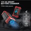 Автомобильное зарядное устройство для аккумулятора 6A 12V Устройство для зарядки аккумулятора автомобиля и мотоцикла Свинцово-кислотный аккумулятор Умный ремонт ЖК-дисплей