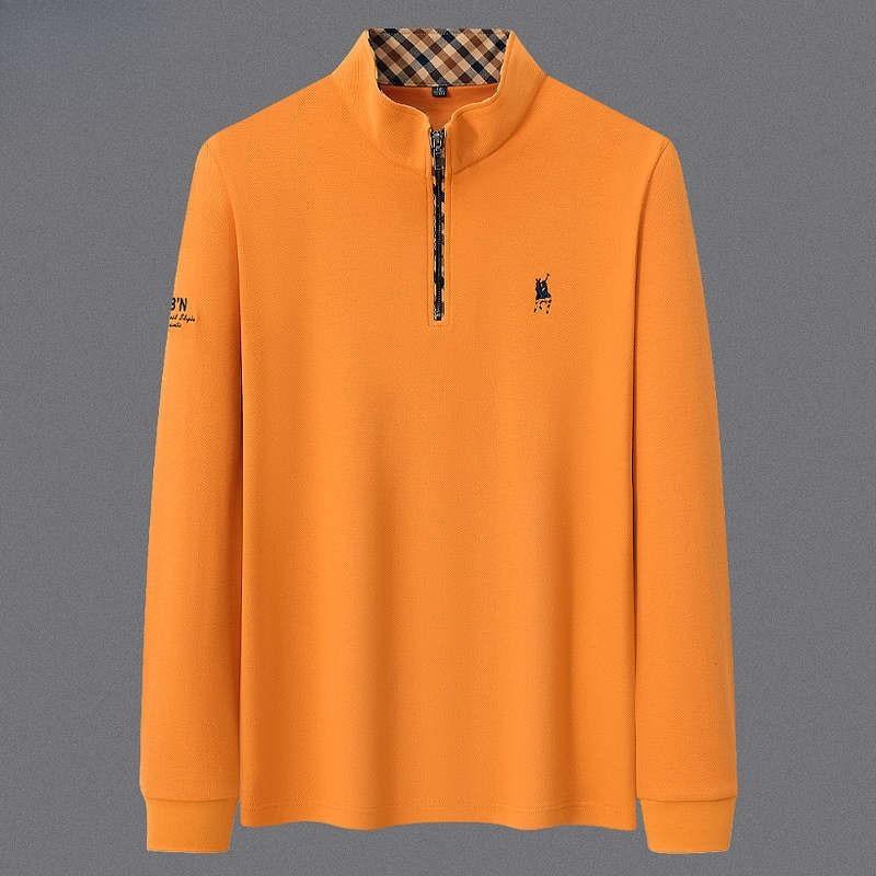 Trend Hub Футболка мужская с длинным рукавом из 100% хлопка премиум-класса, модная вышивка, поло в стиле casual для спорта