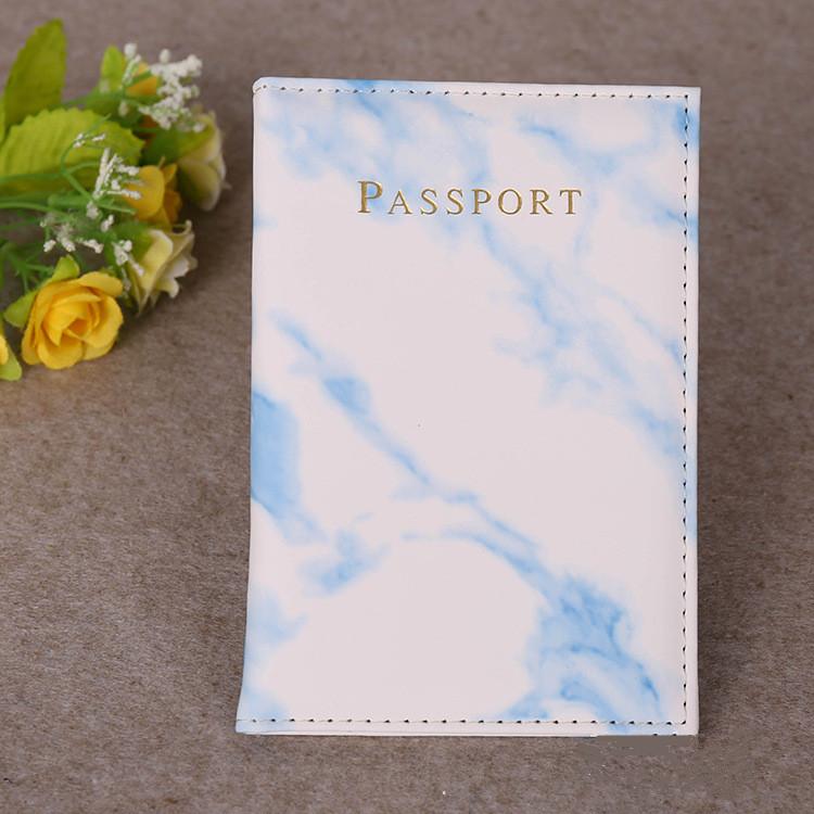 Marble Passport Cover PU Leather Travel Passport Holder Protector Case Organizer Ticket Document Business Credit ID Cards Wallet