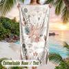 Autumnal Botanical Elegance Theme Quick Dry Beach Towel Custom Name Text Print Large Sand Resistant Towel Beach Vacation