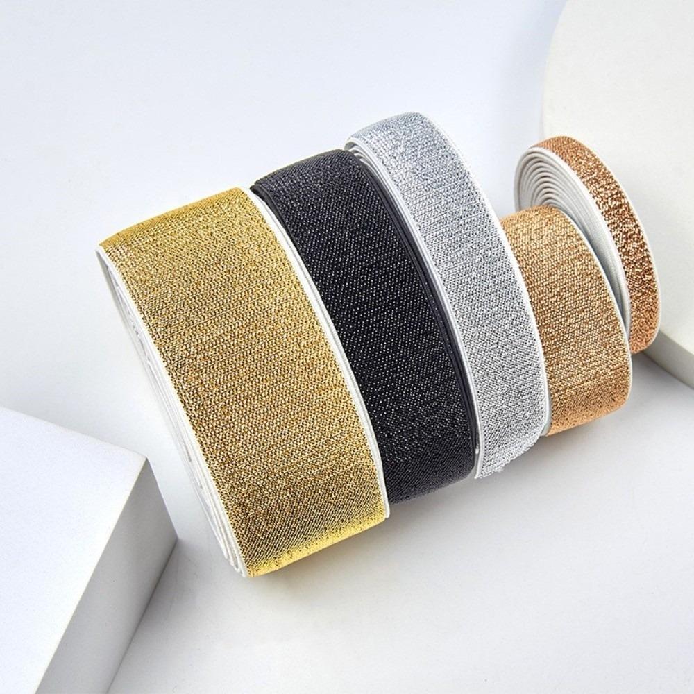 5Yards Shiny Stretch Webbing Gold Silver Lurex Decorative Trim Tape For Shoes