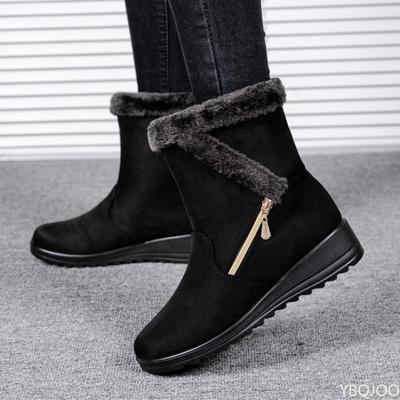 Модные Новые Теплые Женские Зимние Ботинки Устойчивые к Холоду Осень Зима Боковая Цепочка Низкий Каблук Повседневные Простые Удобные Женские Ботинки