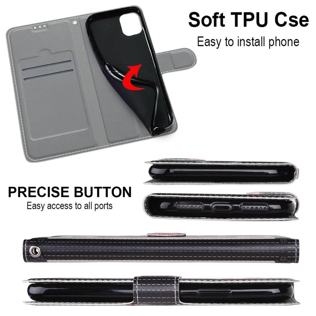 Luxury Painted Leather Case Wallet Book Style Protective Cover for Samsung Galaxy J6 Prime/J6 Plus/J6 (2018) J600/J5/J3