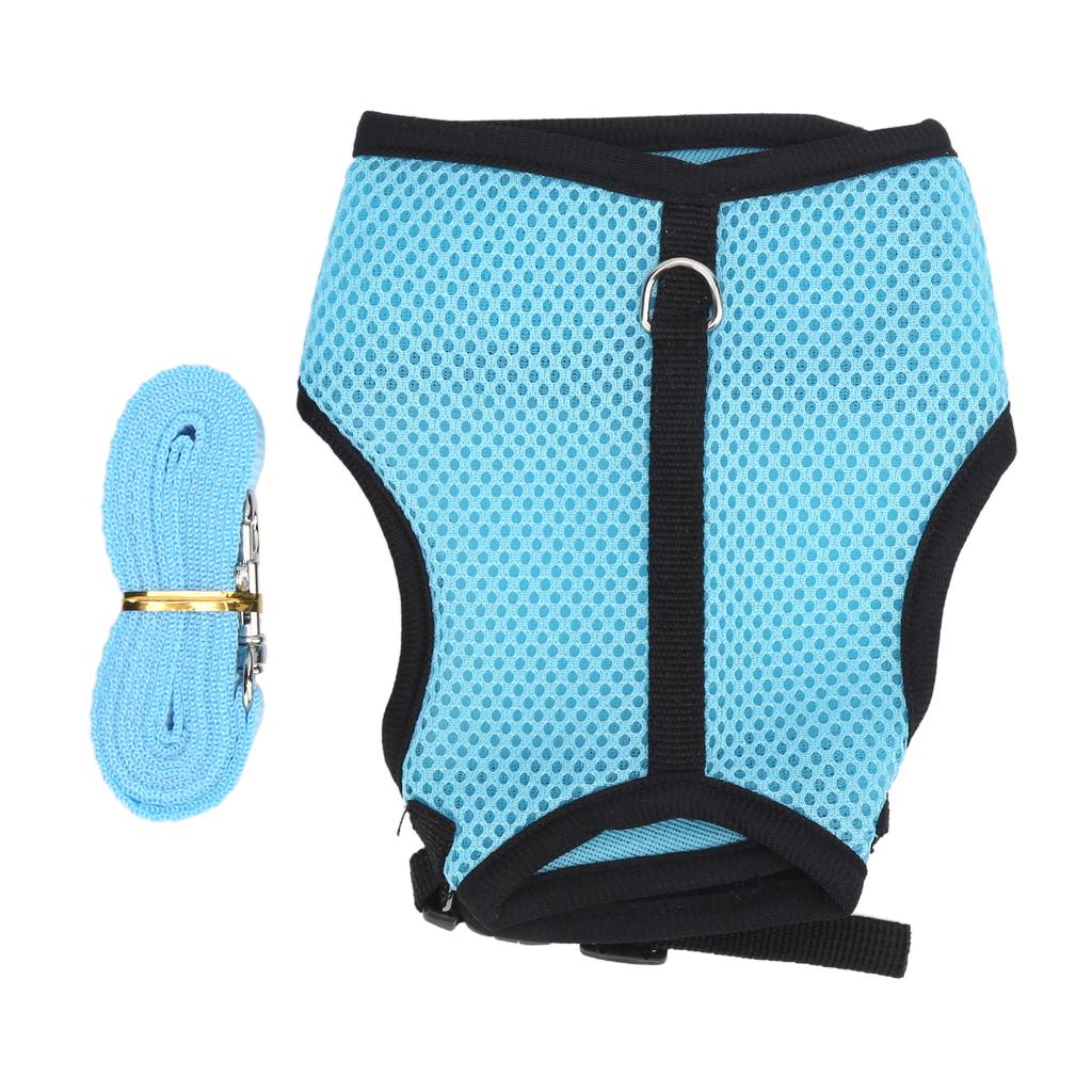 Adjustable Mini Pets Vest Harness and Leash Set Mesh Pet Leash for Rabbits Guinea PigS Light Blue