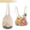 Cotton Mesh Bag Reusable Grocery Tote with Long Handles Washable Eco-Friendly Shopping Handbag