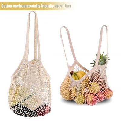 Хлопковая сетчатая сумка Многоразовая продуктовая сумка с длинными ручками Моющаяся экологически чистая сумка для покупок