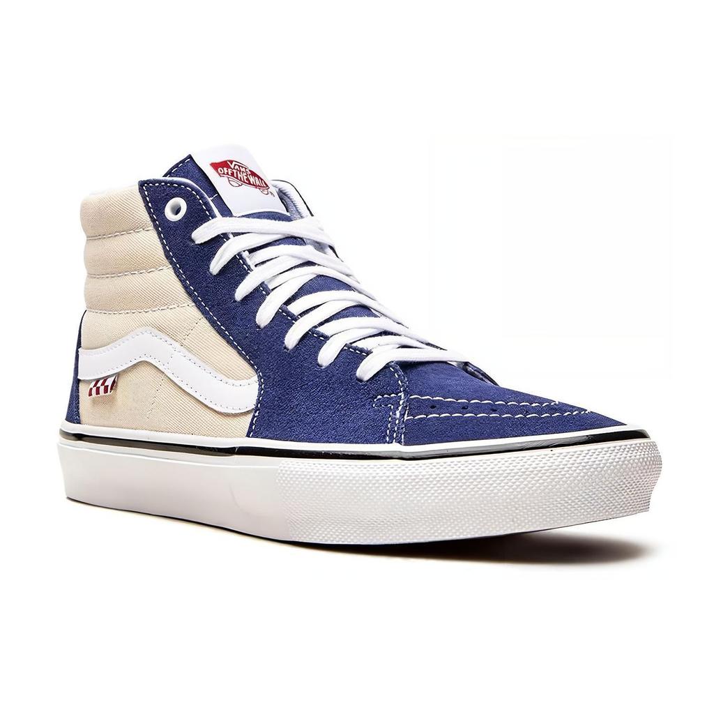 Vans Sk8 Холщовые Кожаные Повседневные Высокие Кеды для Скейтборда Унисекс Синие Белые VN0A5FCC89S