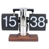 Flip Desk Clock Auto Retro Wood Base Easy To Read 24 Hours Mechanical Flip Clock for Living Room