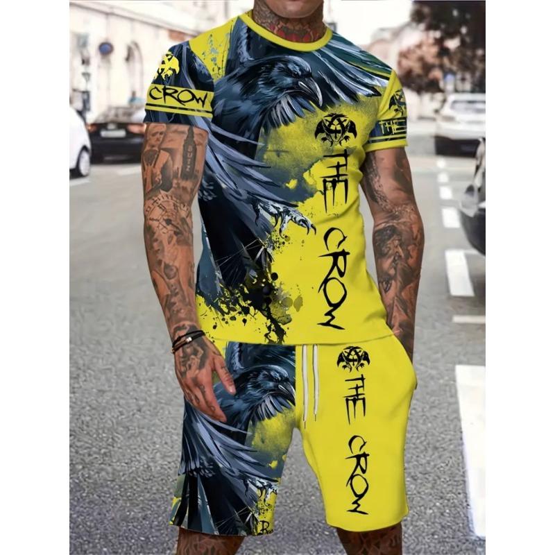 Футболка с коротким рукавом с принтом «Король Лев» 3D, шорты, комплект из 2 предметов, летняя мужская мода, уличная мода, повседневный костюм с коротким рукавом