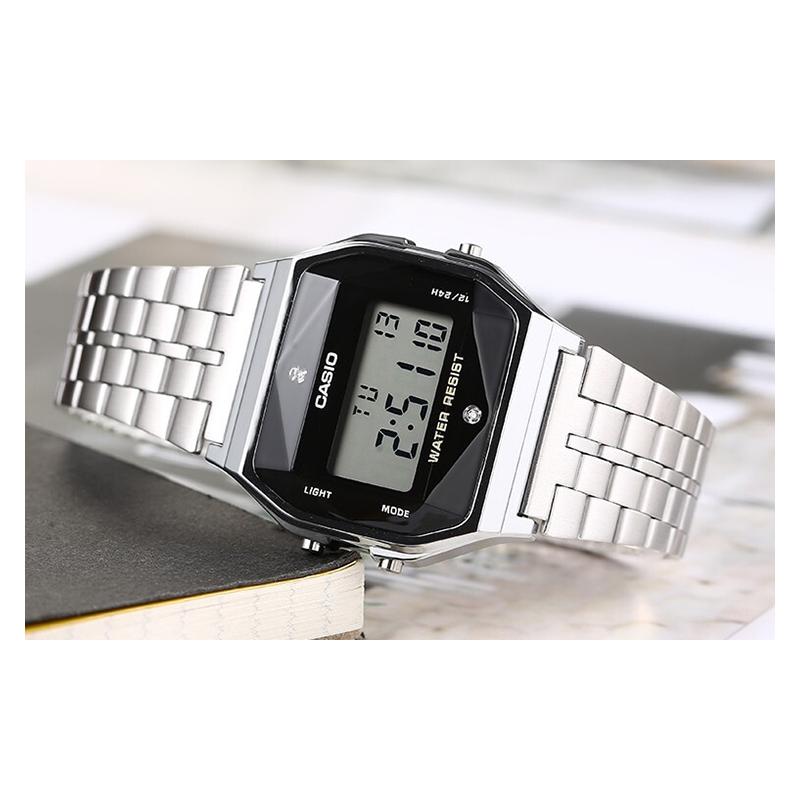 Casio Серия YOUTH - маленькие металлические квадраты, маленькие квадраты, маленькие серебряные самородки, классический ретро водонепроницаемый, кварцевый механизм, нержавеющая сталь A159WAD-1